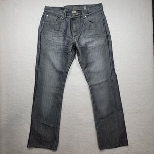 Old Skool Jeans Mens 36 Gray Denim Metallic Straight Leg Pants Flap Pocket